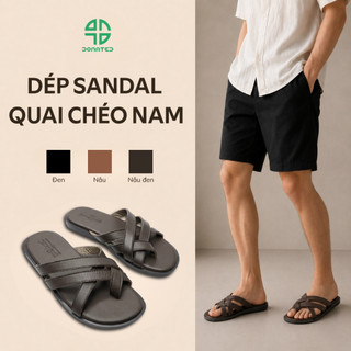 Dép Sandal Da Nam Quai Chéo Xỏ Ngón Phong Cách Thời Trang Tối Giản [ Xịn 1 ]