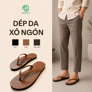Dép Xỏ Ngón , Dép Kẹp , Dép Tông, Dép Da Nam Quai Da Cao Cấp Đế Bằng Cao Su [ 1 ]