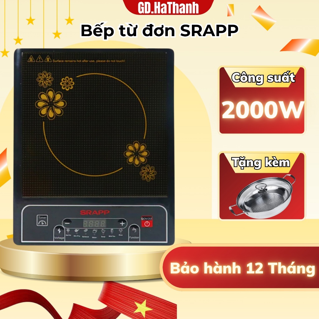Bếp từ cơ SRAPP công suất 200W, bếp từ cao cấp chính hãng siêu tiết kiệm điện - Bảo Hành 12 Tháng