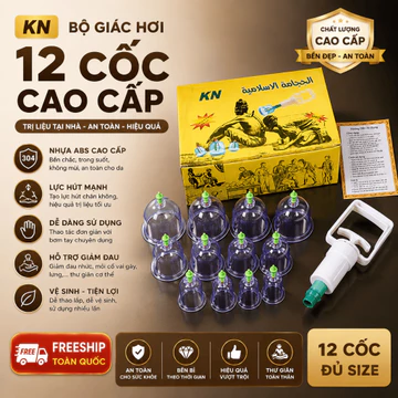Bộ Giác Hơi Không Dùng Lửa 12 Cốc Hộp Vàng Massage Giác Hơi Tại Nhà, Bộ Giác Hơi Y Học Cổ Truyền Giác Hơi Chân Không