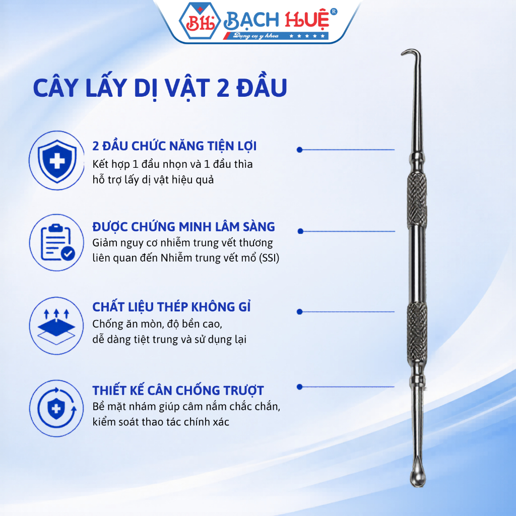 Cây Lấy Dị Vật Tai Mũi 2 Đầu Inox Cao Cấp – Dụng Cụ Gắp Dị Vật Y Tế An Toàn, Tiện Lợi Cho Gia Đình