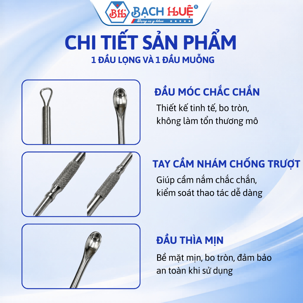 Cây Lấy Dị Vật Tai Mũi 2 Đầu Inox Cao Cấp – Dụng Cụ Gắp Dị Vật Y Tế An Toàn, Tiện Lợi Cho Gia Đình