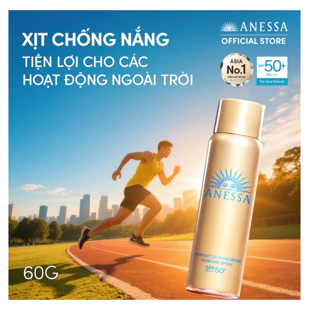 Xịt Chống Nắng Anessa Dưỡng Da Đa Năng Bảo Vệ Hoàn Hảo Perfect UV SPF50+ PA++++ 60g