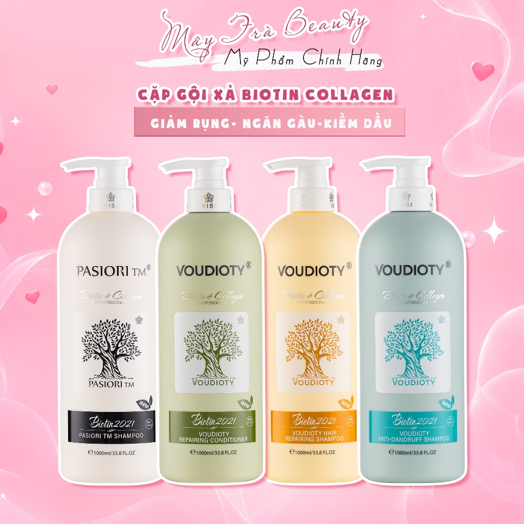 Cặp Dầu Gội Xả Biotin Collagen Giúp giảm rụng tóc, ngăn gàu, kiềm dầu, phục hồi hư tổn 500ml/1000ml