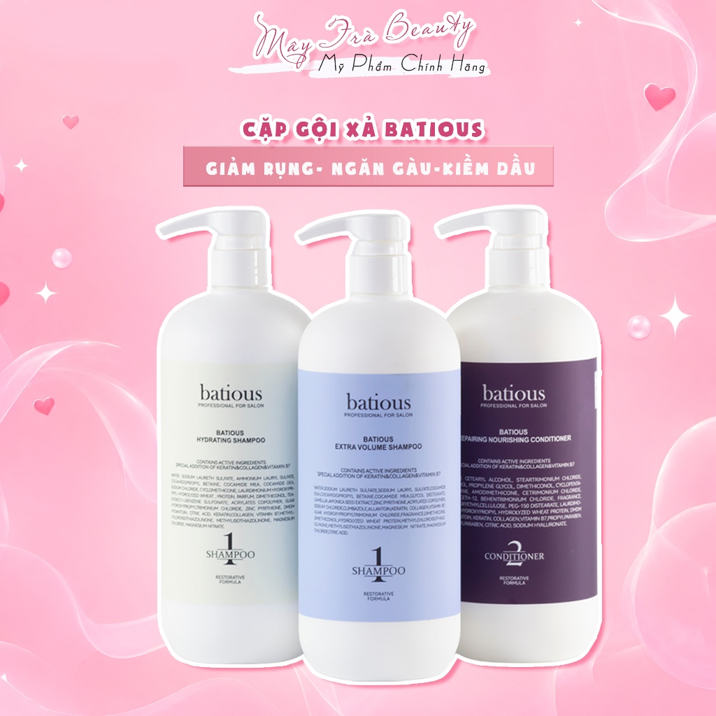 Cặp Dầu Gội Xả Batious Phục Hồi Hư Tổn Đa Tầng, Tái Tạo Nang Tóc, Ngăn Gàu, Kiềm Dầu 500ml-960ml