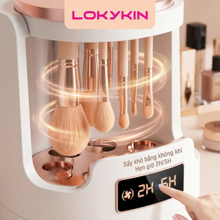 Dụng cụ vệ sinh, sấy khô cọ trang điểm Lokykin bản Pro 2025, máy làm sạch, sấy khô dụng cụ make up bàn chải trang điểm.