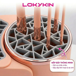 Dụng cụ vệ sinh, sấy khô cọ trang điểm Lokykin bản Pro 2025, máy làm sạch, sấy khô dụng cụ make up bàn chải trang điểm.