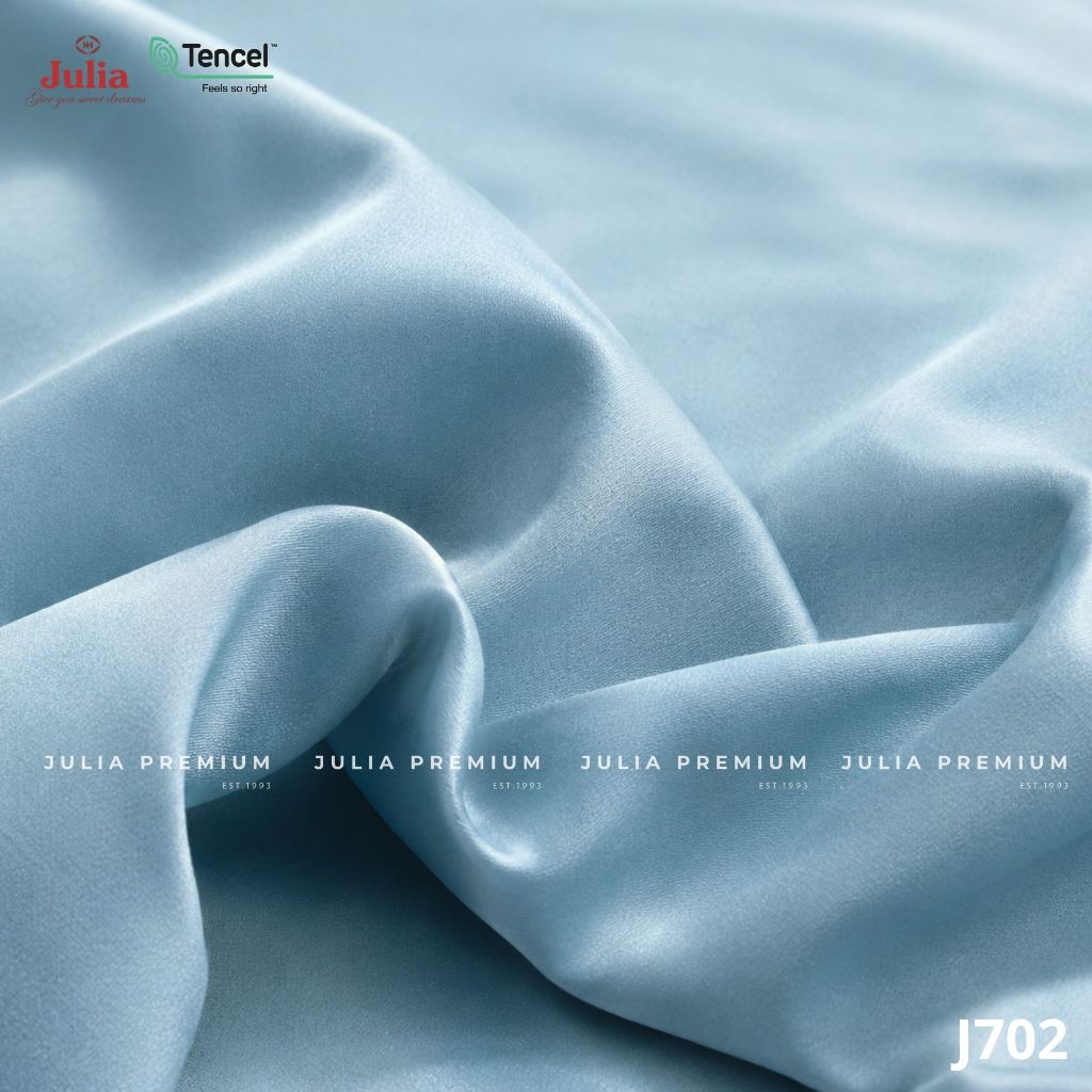 Bộ Chăn Ga Gối Lụa Tencel 100% Gỗ Sồi Cao Cấp Julia- Mềm Mịn, Mát Lạnh, Ga Bọc Màu Xanh Da Trời 702