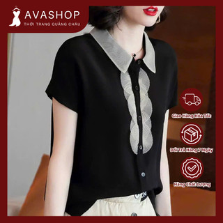 (THANH LÝ LẺ SIZE) Áo Sơ Mi Đen Thiết Kế Cổ Vuông Lịch Sự SM40
