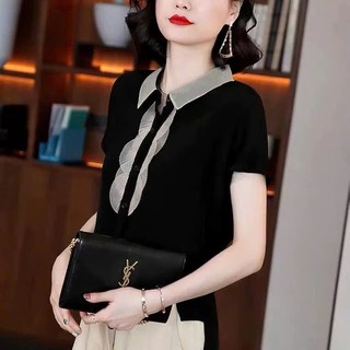 (THANH LÝ LẺ SIZE) Áo Sơ Mi Đen Thiết Kế Cổ Vuông Lịch Sự SM40