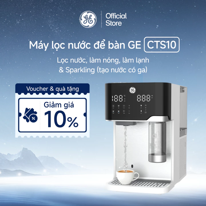 Máy lọc nước nóng lạnh sparkling GE CTS10 - 15 mức nhiệt độ nóng lạnh/ Tạo gas /Giữ khoáng (Mỹ)