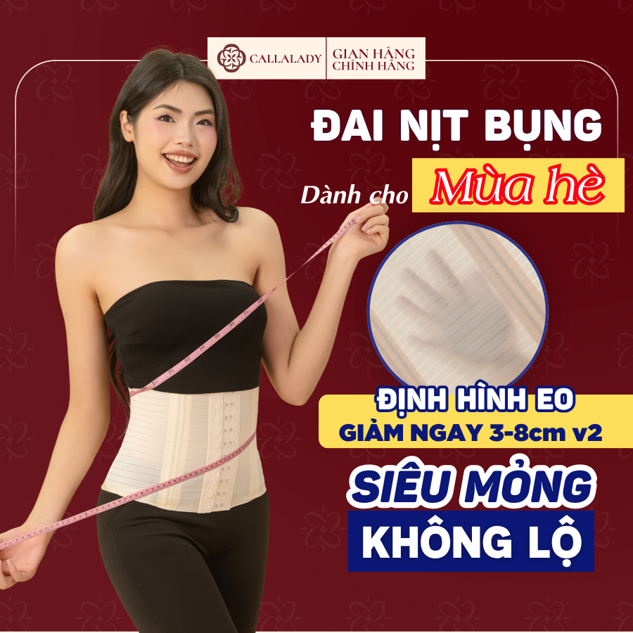 Đai nịt bụng sau sinh Callalady nịt bụng dưới siết bụng định hình eo giảm mỡ thon gọn đai latex đúc su thông thoáng