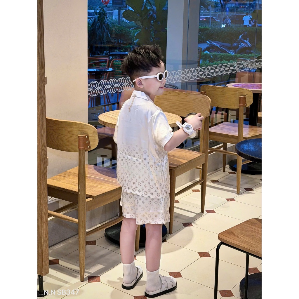 Set Đồ Bé Trai Sơ Mi In Họa Tiết Màu Sắc Cực Chất_ Bộ Đồ Sơ Mi Cho Bé Cực Hot