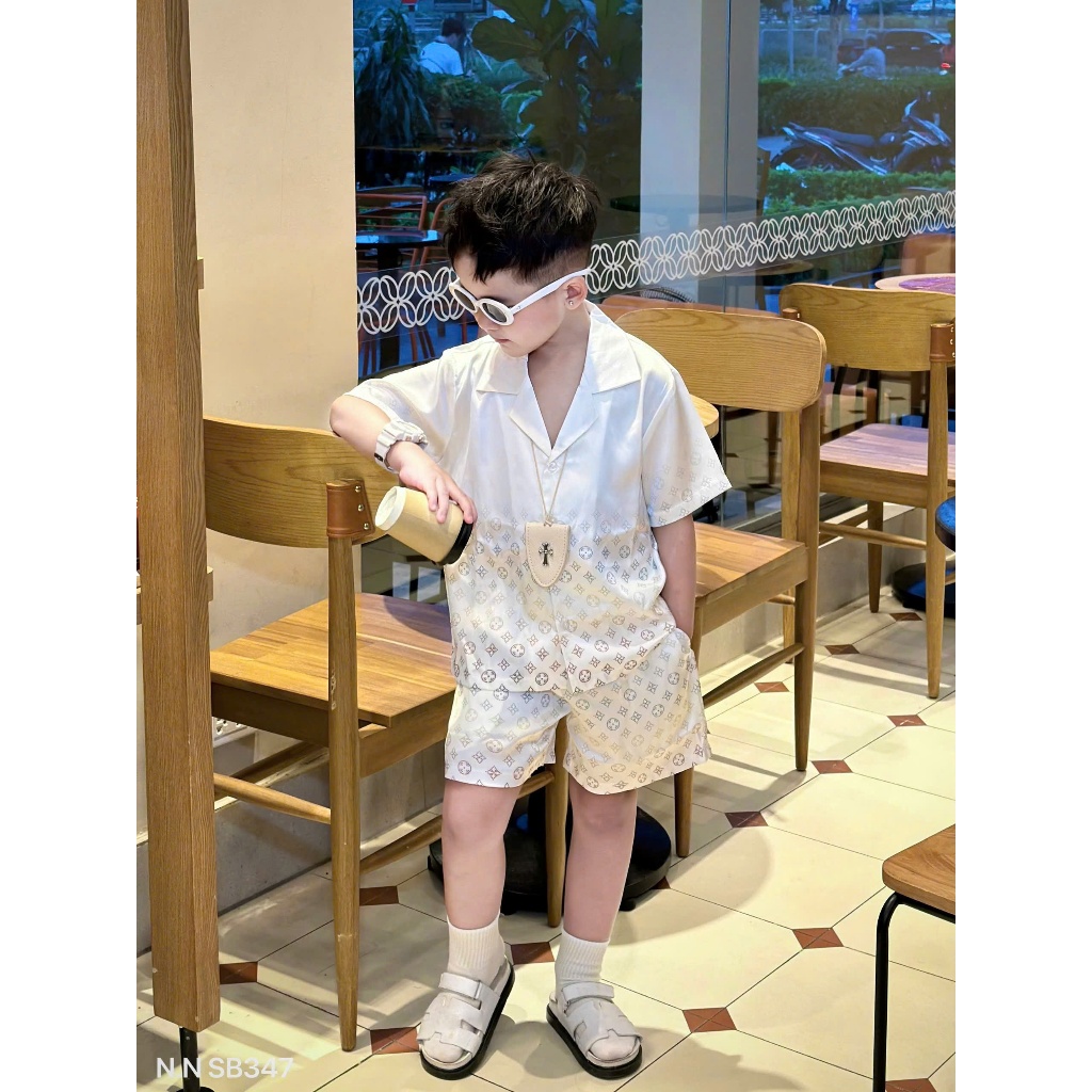 Set Đồ Bé Trai Sơ Mi In Họa Tiết Màu Sắc Cực Chất_ Bộ Đồ Sơ Mi Cho Bé Cực Hot