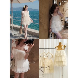 Set Bộ Đồ Nữ Áo 2 Dây Ren 3 Tầng Vai Đính Nơ To Nổi Mix Quần Sooc Đùi Ống Rộng