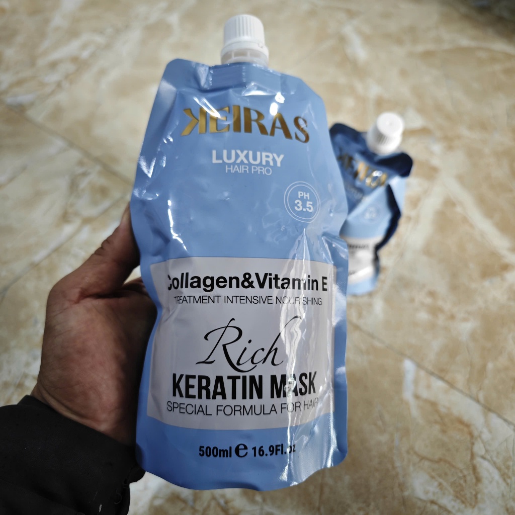 Kem Ủ Tóc Phục Hồi Keiras Luxury Rich Keratin 500ml - Kem Hấp Tóc Collagen & Vitamin E Chính Hãng