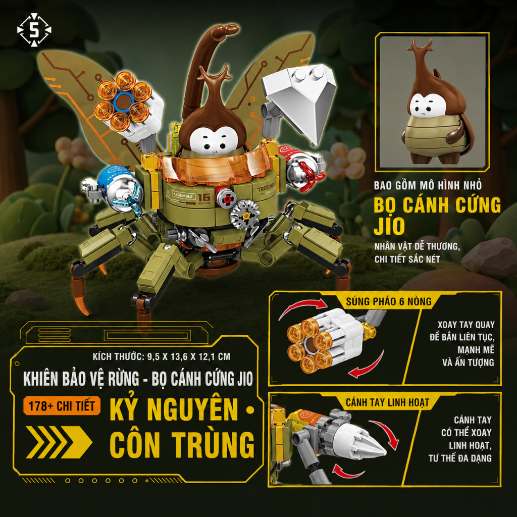 Bộ Mô Hình Côn Trùng Mini 6 Mẫu Tự Lắp Ráp, Đồ Chơi Ghép Hình Nhựa ABS, Mô Hình Để Bàn Dễ Thương