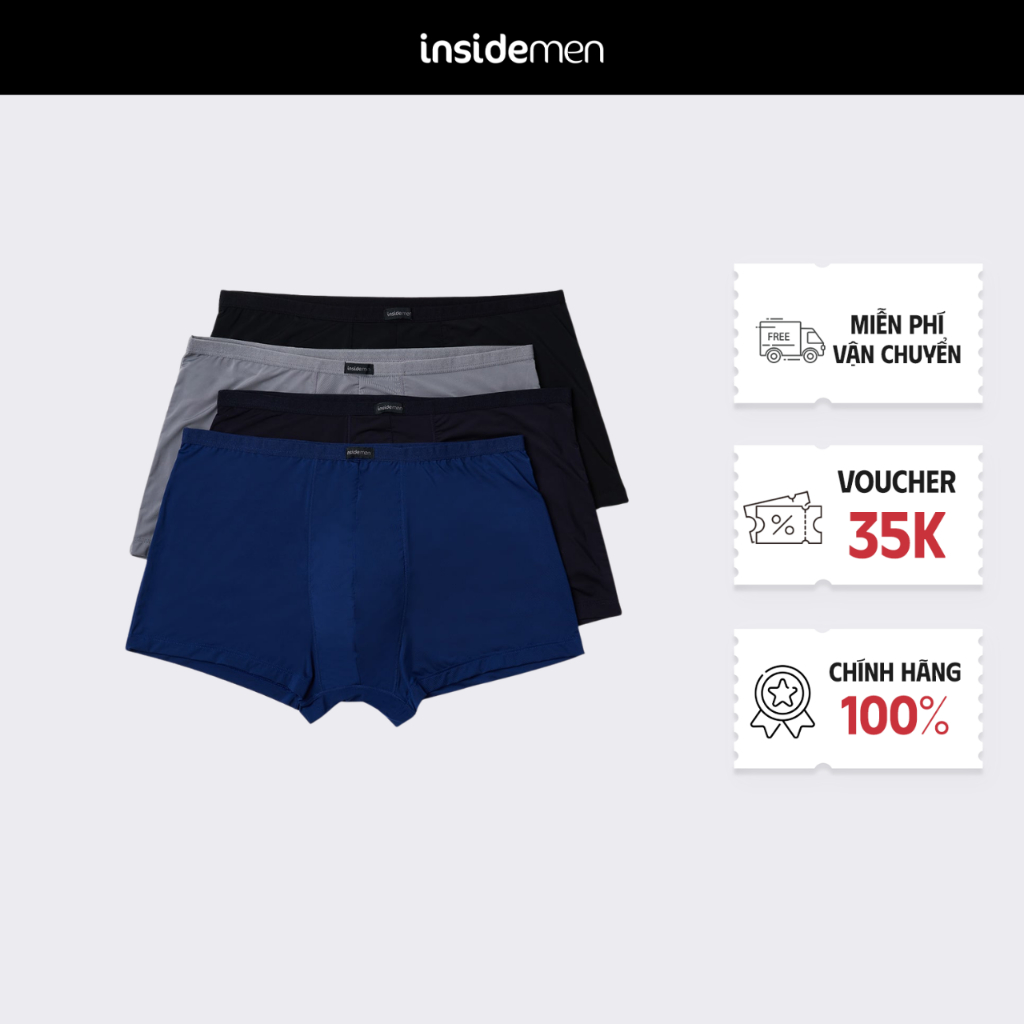 Quần lót nam boxer INSIDEMEN cao cấp Polyamide mềm mịn co giãn thoải mái nhẹ nhàng với làn da IBX008
