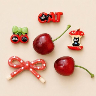 🍒 [ĐỘC QUYỀN] Set Charm Cherry Đỏ Kawaii Cao Cấp, Nơ Hồng Ngọt Ngào, Mèo Đen Dễ Thương, Phụ Kiện Dép Hottrend