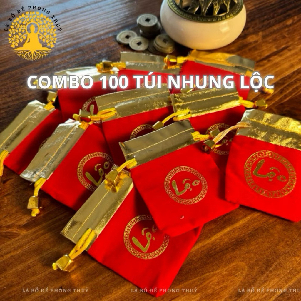 Combo (50-100) Túi Lộc Nhung Đỏ Đựng Vật Phẩm Phong Thuỷ/ Trang Sức/ Nữ Trang/ Decor Trang Trí