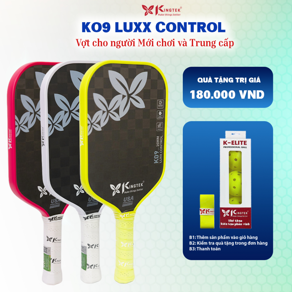 Vợt Pickleball K09 Luxx Control 16mm – Carbon 18K siêu nhám, kiểm soát ...