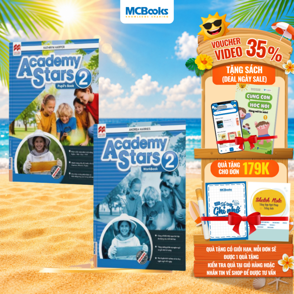 Sách - Academy Stars Pupil’s Book + Workbook 2 - Sách học tiếng Anh cho trẻ chuẩn Cambridge