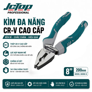 Kìm Răng Đa Năng JcTop Thép CR-V – Tay Cầm TPR Cách Điện Nhẹ
