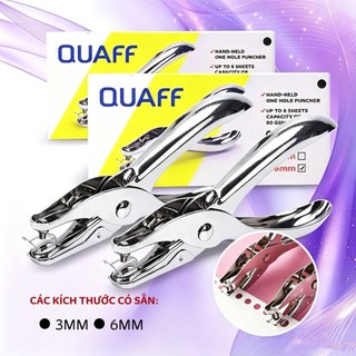 QUAFF kìm đục lỗ cầm tay 3/6mm – Đục 8 tờ 80gsm – Dùng thẻ treo, card, giấy tờ