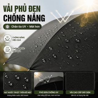Ô Dù Che Mưa Nắng Phủ Keo Đen, Cán Dài Tự Động/Gấp 3 70cm 12K, Nhiều Màu