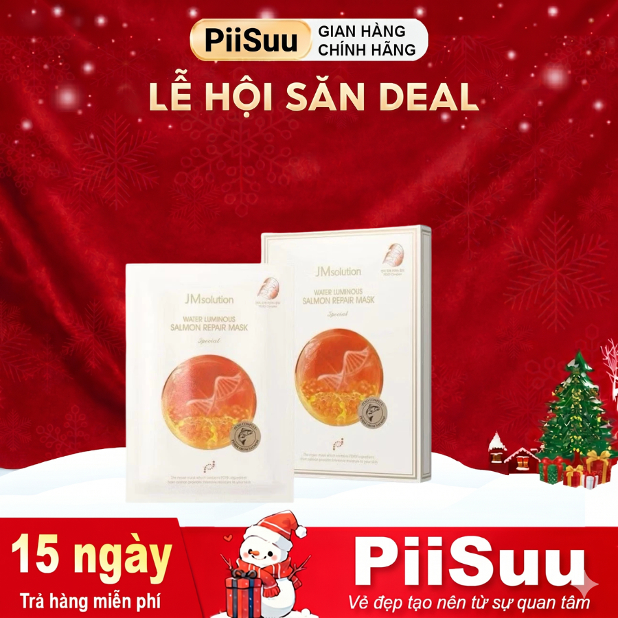[Hộp 5 miếng] Mặt nạ trứng cá hồi DNA JMSolution Water Luminous Salmon Repair Mask