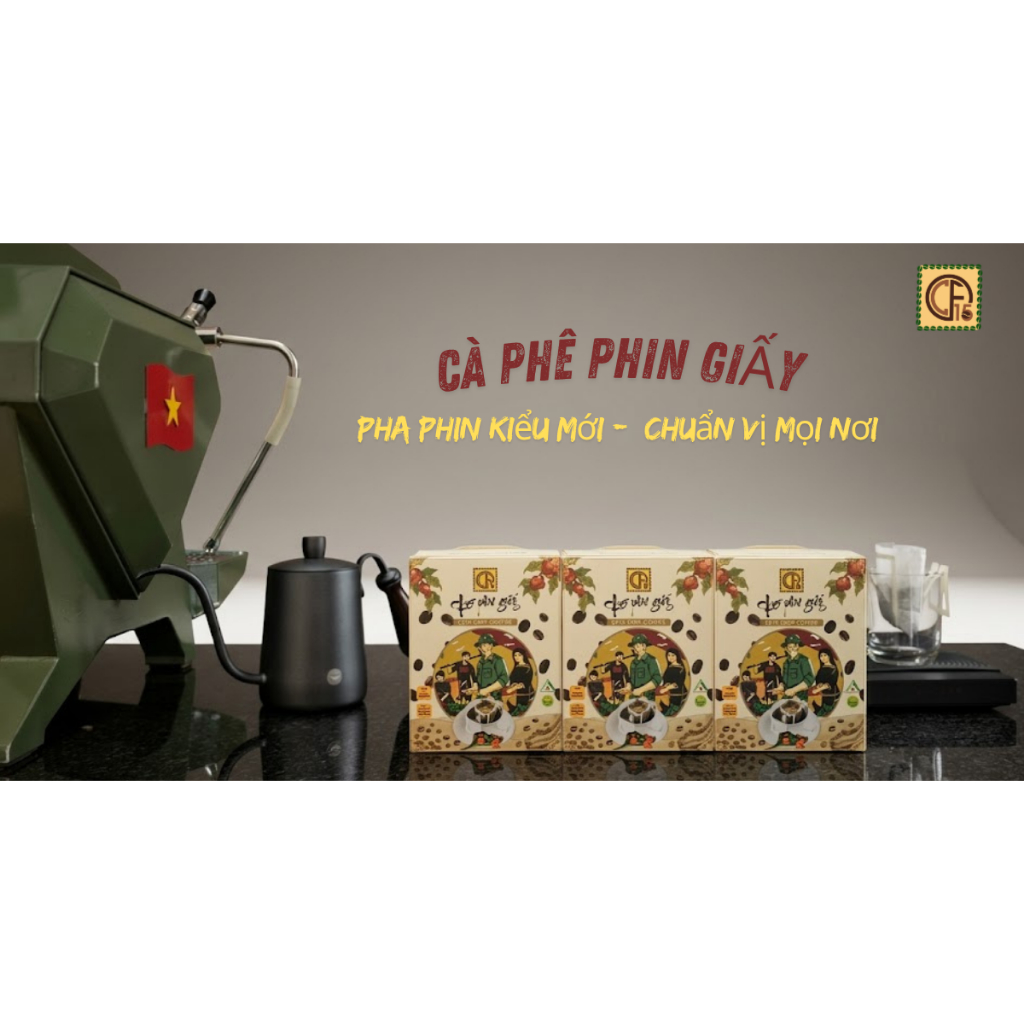 Cà Phê  Phin Giấy CF15 Coffee - Hộp 10 Gói - Cà Phê Người Lính ( Robusta Nguyên Chất)