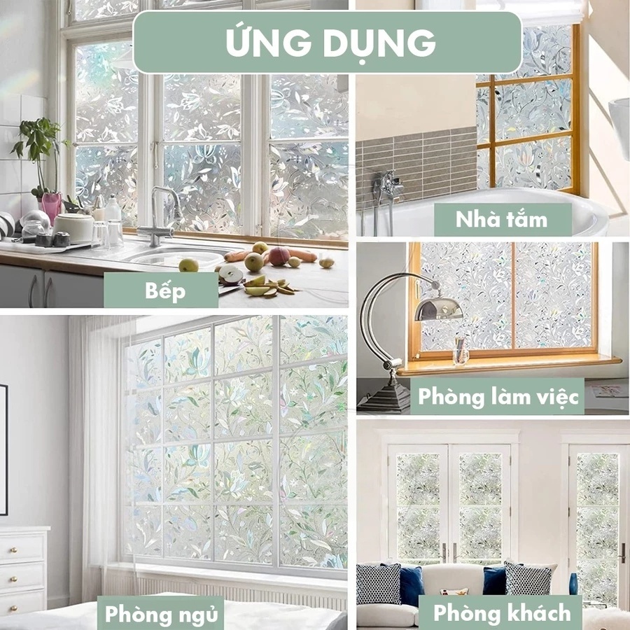 Decal dán kính cửa sổ 3d trang trí , giấy dán kính mờ cửa sổ chống nắng