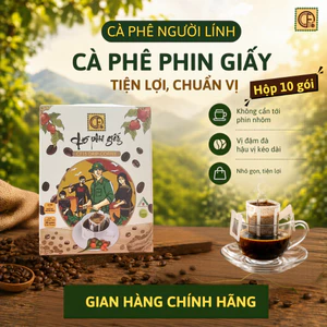 Cà Phê Phin Giấy CF15 Coffee - Hộp 10 Gói - Cà Phê Người Lính ( Robusta Nguyên Chất)