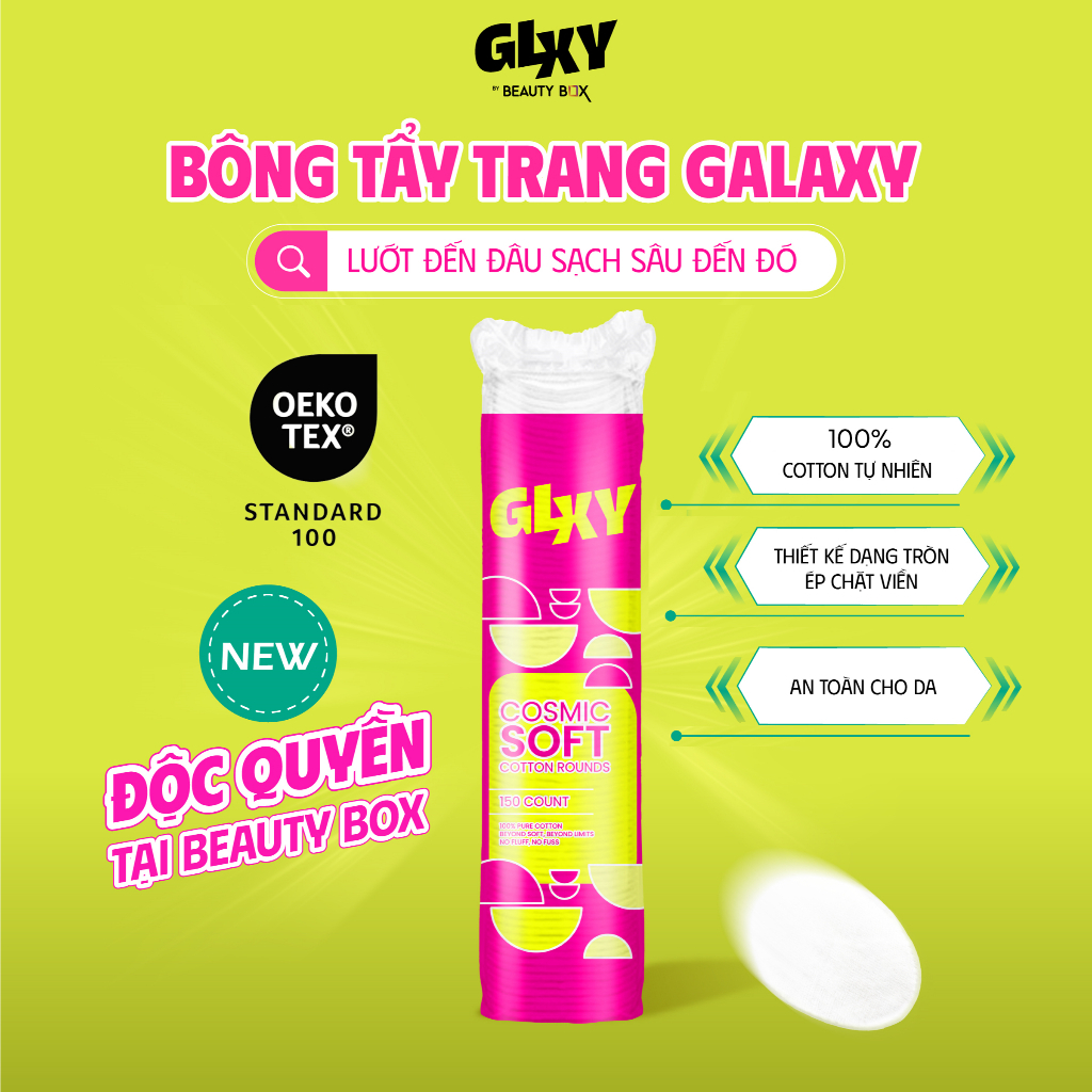 Combo 8 Bông Tẩy Trang GLXY Cosmic Soft Cotton Rounds (150pcs*8)
