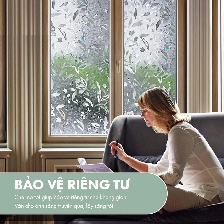 Decal dán kính cửa sổ 3d trang trí , giấy dán kính mờ cửa sổ chống nắng