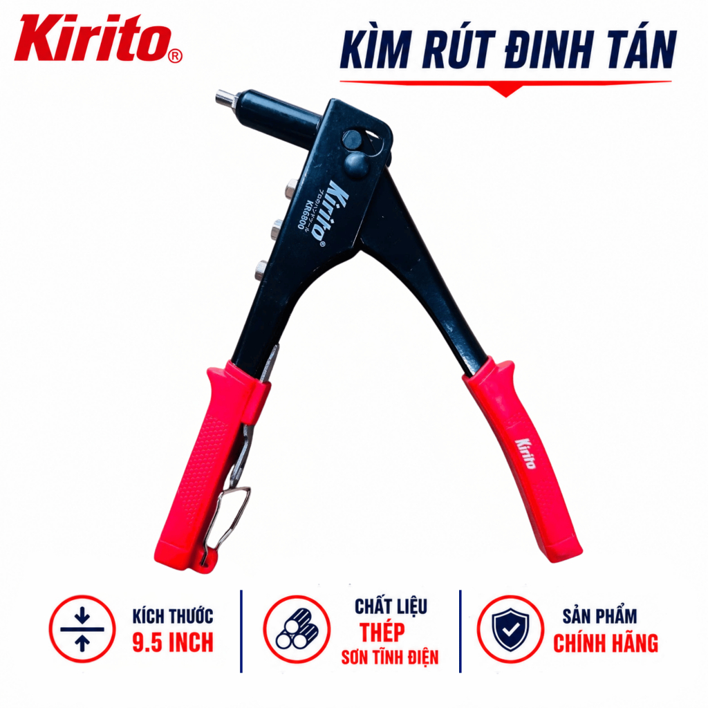 Kìm Rút Đinh Tán Rive Kirito KR6800 9.5 Inch (25cm) - 4 Đầu Rút 2.4/3.2/4.0/4.8mm Chính Hãng K6800 KIRITO