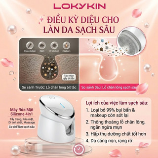 Máy Rửa Mặt 4 trong 1 Lokykin - Tẩy Trang, Làm Sạch Sâu, Đẩy Tinh Chất, Massage Thư Giãn Nâng Cơ Mặt Hiệu Quả