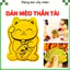 dán mèo thần tài mạ vàng 24k cầu may mắn tiền tài