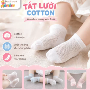 Set 5 Đôi Tất Lưới Màu Trơn Cotton Mềm Mại Thoáng Khí Co Giãn Cho Bé Trai Bé Gái 0-12M DouDou A41