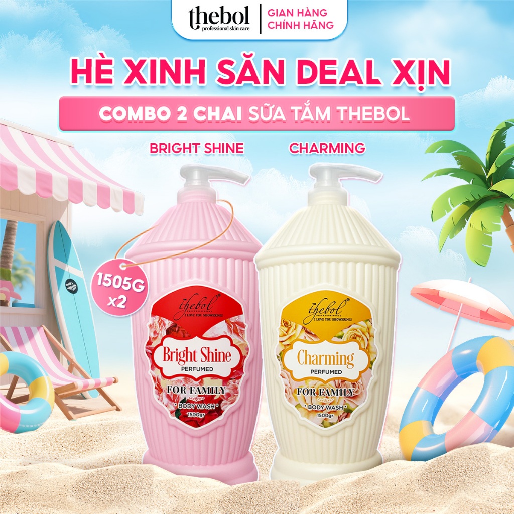 Combo 2 Chai Sữa Tắm Nước Hoa TheBol Hương Nước Hoa Cao Cấp 1500gr ( Khác Loại )