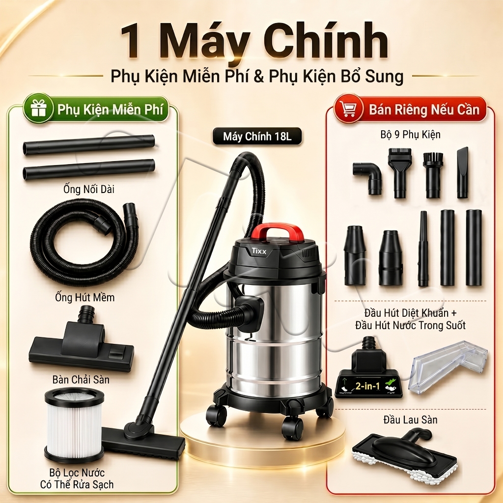 Tixx máy hút bụi 650W 12L máy hút bụi công nghiệp Máy hút và thổi bụi khô ướt