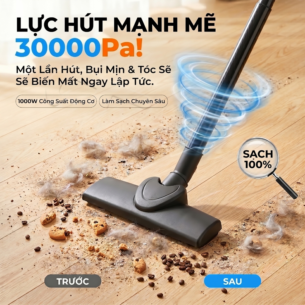 TIXX Máy hút bụi 35L Công nghiệp 30000PA Khô Ướt Thổi 3 trong 1 Bán kính 10m máy hút bụi