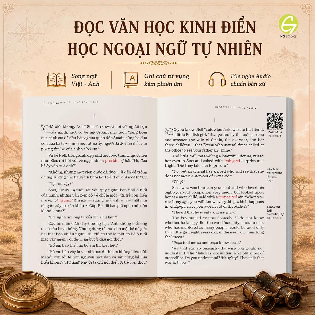 Sách Henryk Sienkiewicz - Trên sa mạc và trong rừng thẳm (song ngữ Anh Việt, kèm file nghe và từ vựng)