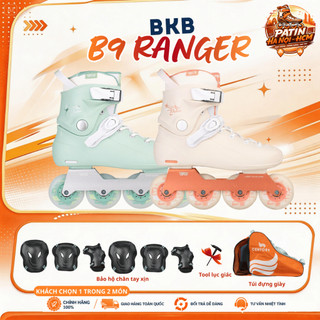 Giày patin người lớn Flying Eagle BKB B9 Ranger bánh cao su đặc, càng hợp kim nhôm CNC 2 màu xanh/cam