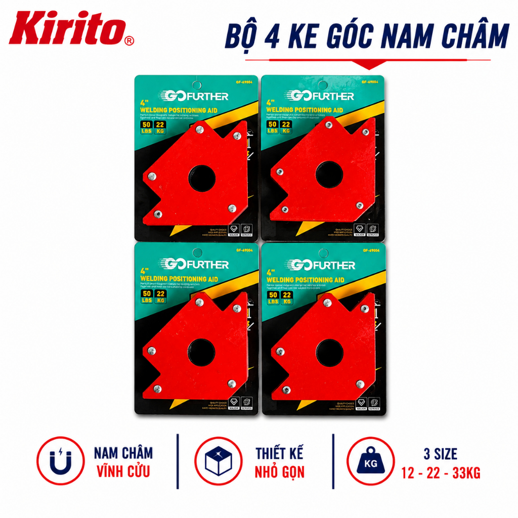 Bộ 4 Ke Góc Nam Châm Hàn GOFURTHER 12kg 22kg 33kg - Ke Hít Nam Châm Góc Vuông