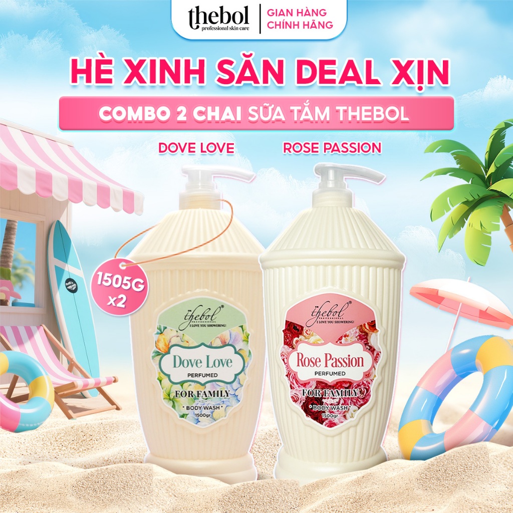 Combo 2 Chai Sữa Tắm Nước Hoa TheBol Hương Nước Hoa Cao Cấp 1500gr ( Hương Thơm Mới - Khác Loại )