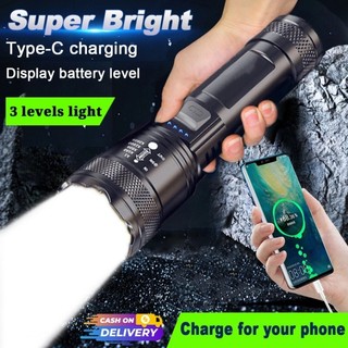 Super Bright Rechargeable LED Flashlight Waterproof Zoom Portable Strong Light for Outdoor&Home Use
