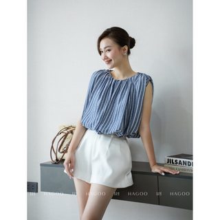 Quần short ngắn nữ ống rộng HAGOO cạp cao chất chéo hàn cao cấp phong cách thanh lịch 4 màu [Q103]