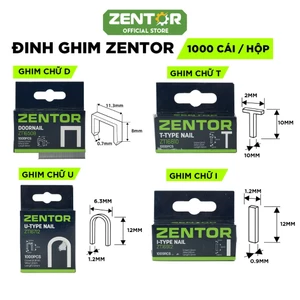 Đinh Ghim Chính Hãng ZENTOR Chữ D U T I Hộp 1000 Cái, Ghim Bắn Gỗ Sofa Tường, Chất Liệu Chắc Chắn