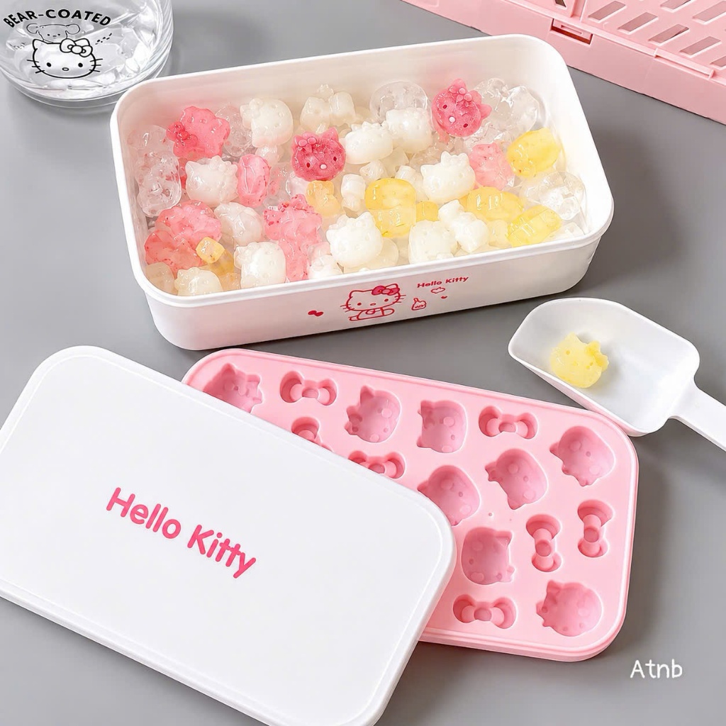 Khay Làm Đá Hello Kitty 24 Ô Có Hộp Đựng Nắp Đậy – Khuôn Silicone An Toàn Làm Đá Viên, Thạch Pudding, Kẹo Dẻo